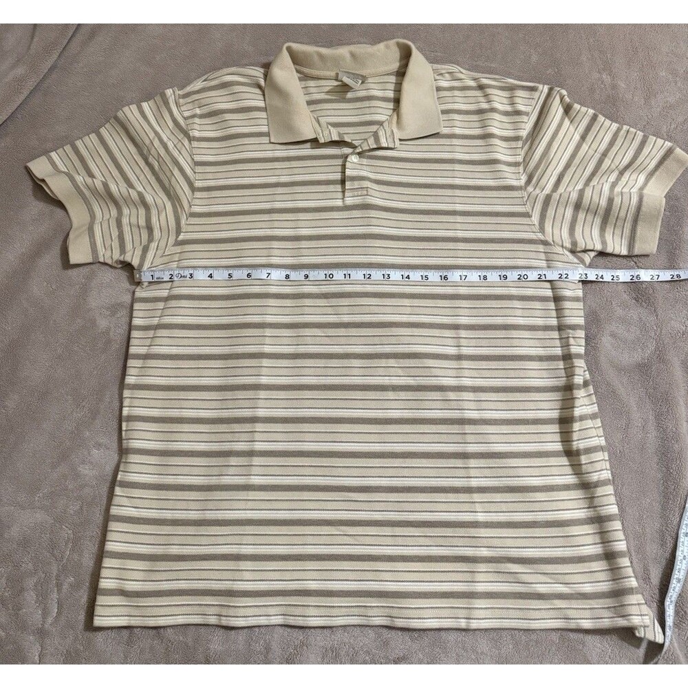 LL Bean Short Sleeve XL Regular Polo Shirt Brown Beige Striped Men's - Picture 4 of 6